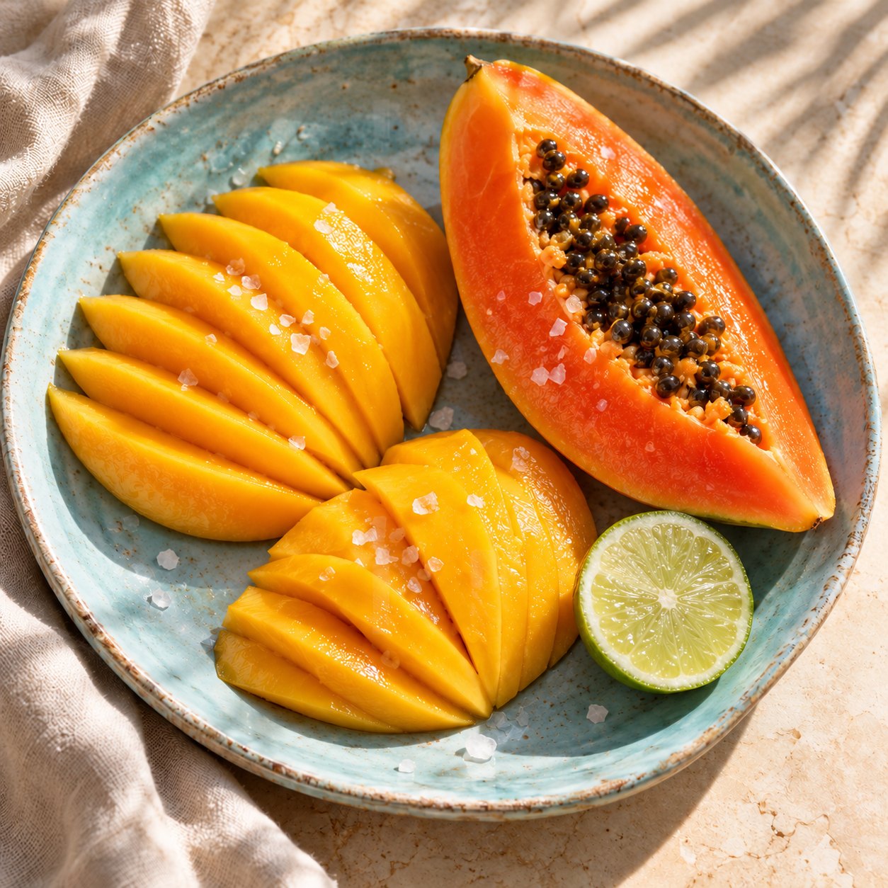 Mango and papaya with chilli and sea salt